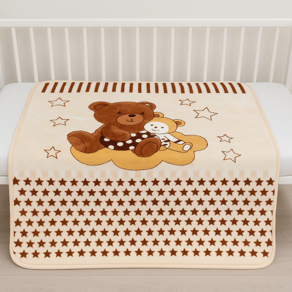 Κουβερτούλα Βελουτέ Κούνιας 110x150 Cosmin Bear Brown