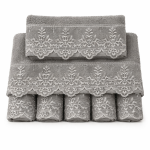 Σετ Πετσέτες 3 Τεμαχίων Cosmin Lace Grey