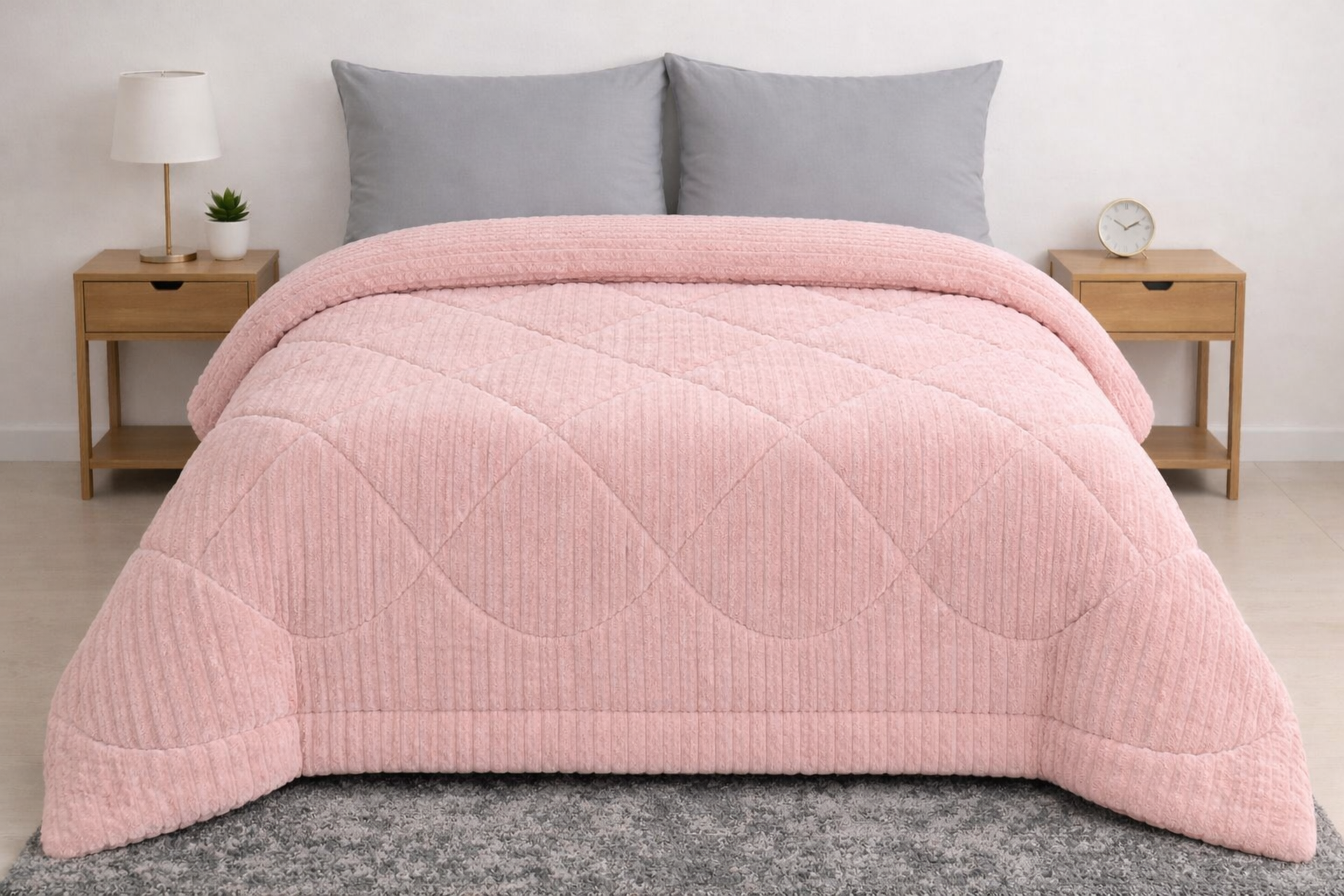 4000560 Κουβερτοπάπλωμα 220x240 Cosmin Rabbit Velvet Pink - Image 1