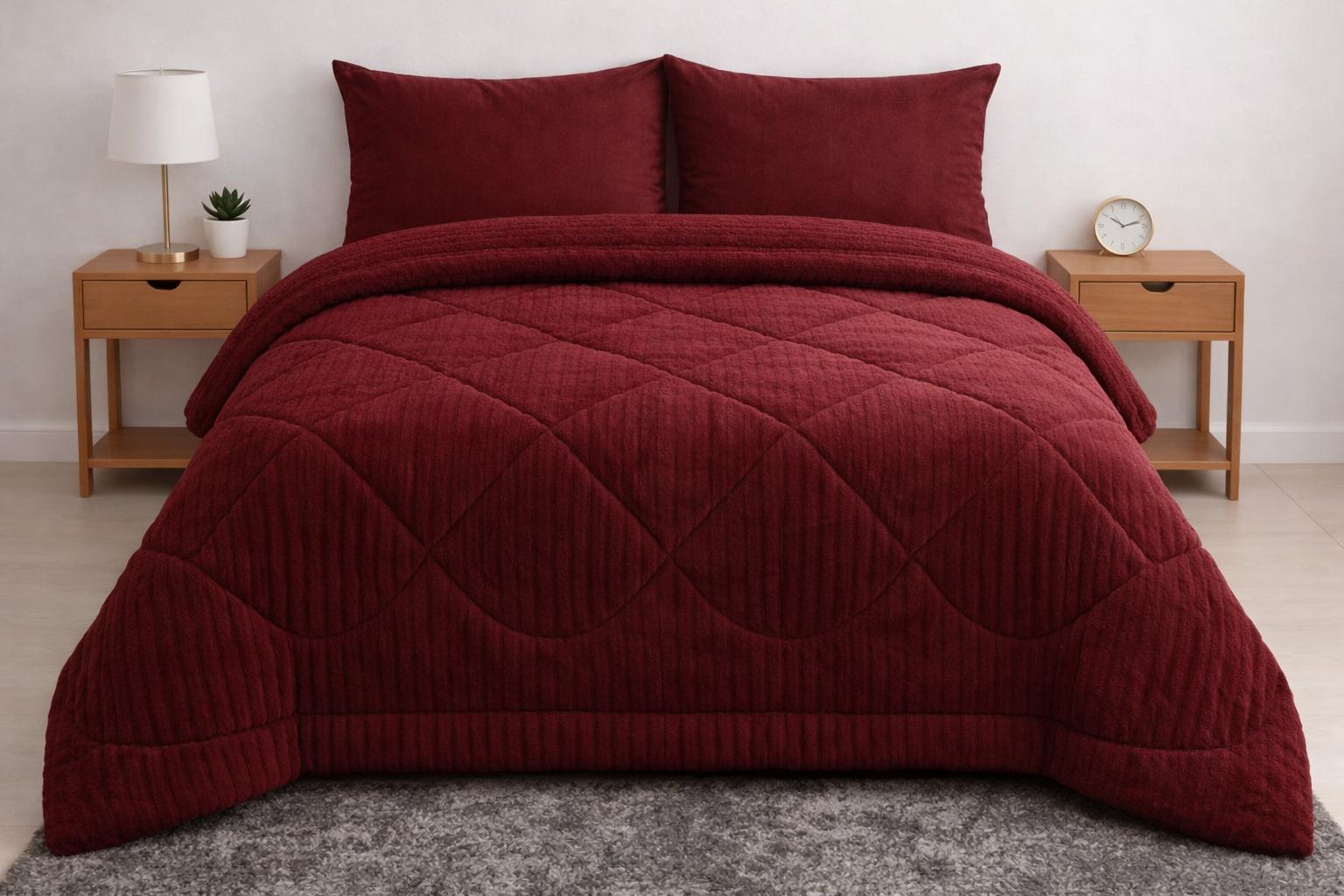 4000564 Κουβερτοπάπλωμα 220x240 Cosmin Rabbit Velvet Red - Image 1