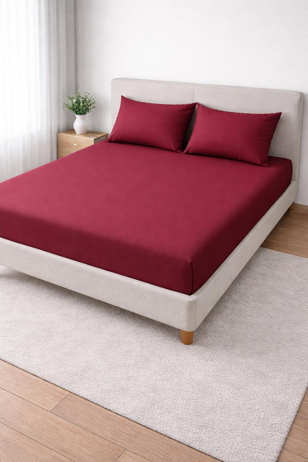 4000570 Σετ Σεντόνια Βαμβακοσατέν 240x260 Cosmin Home Imports Red - Image 1