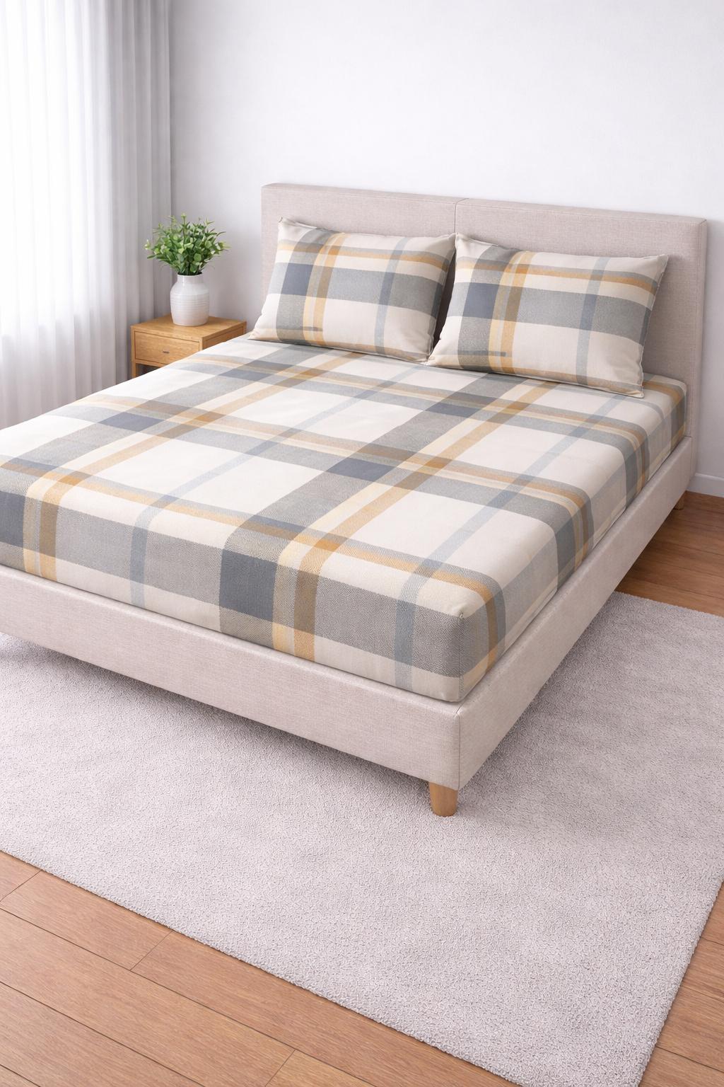 4000576 Σετ Σεντόνια 100% Βαμβακερά 240x260 Cosmin SoftWave Cart Grey - Image 1