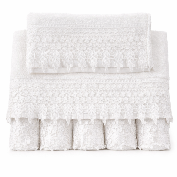 Σετ Πετσέτες 3 Τεμαχίων Cosmin Lace White III