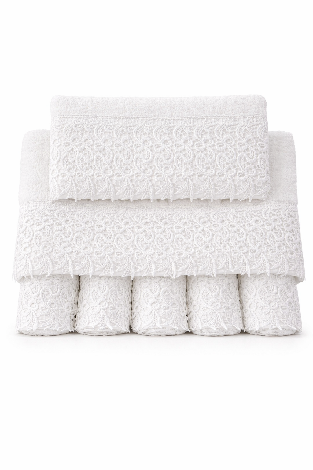 4000615 Σετ Πετσέτες 3 Τεμαχίων Cosmin Lace White II - Image 1