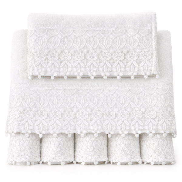 Σετ Πετσέτες 3 Τεμαχίων Cosmin Lace White I