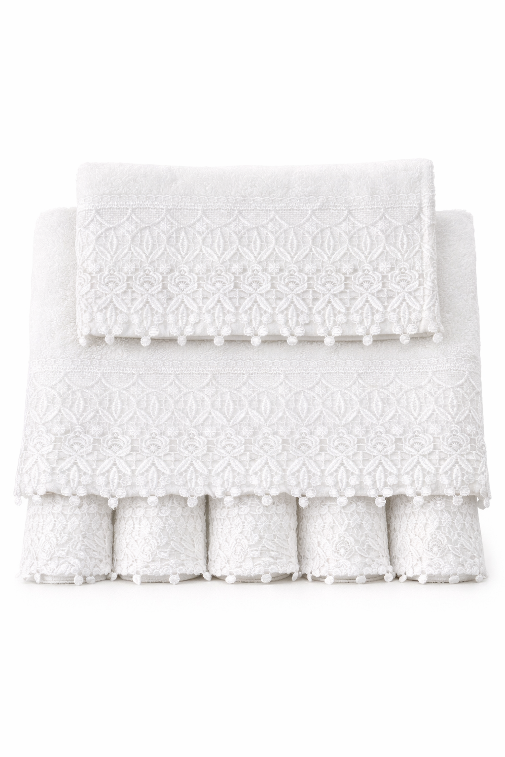 4000616 Σετ Πετσέτες 3 Τεμαχίων Cosmin Lace White I - Image 1