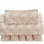 Σετ Πετσέτες 3 Τεμαχίων Cosmin Lace White+Beige
