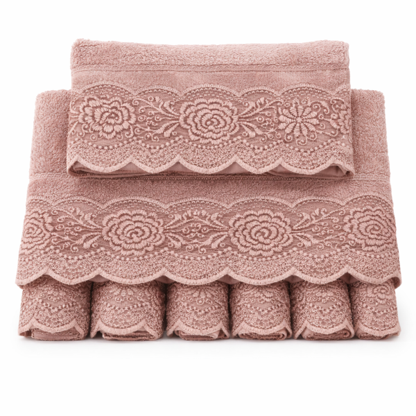 Σετ Πετσέτες 3 Τεμαχίων Cosmin Lace Powder