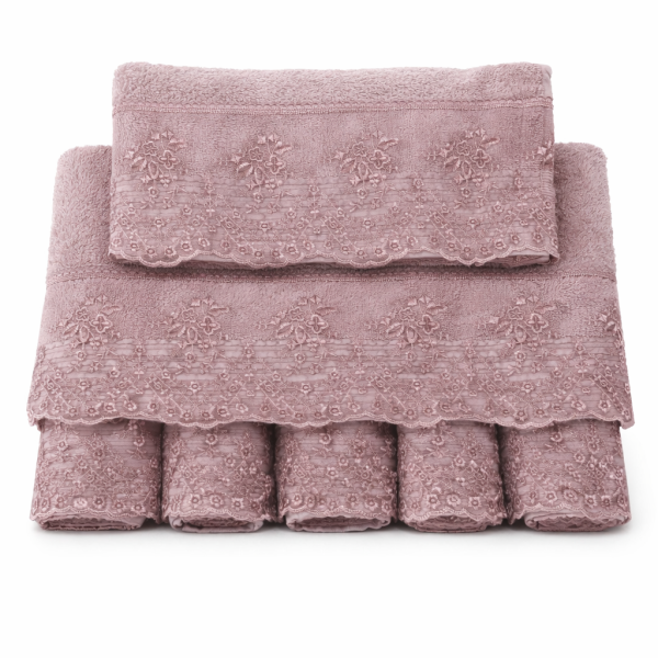 Σετ Πετσέτες 3 Τεμαχίων Cosmin Lace Pink