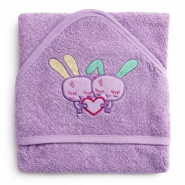 Βρεφική Κάπα Με κουκούλα 75x75 Cosmin Baby Purple Bunny