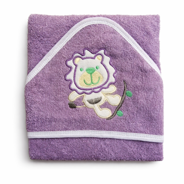 Βρεφική Κάπα Με κουκούλα 75x75 Cosmin Baby Purple Lion