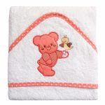 Βρεφική Κάπα Με κουκούλα 75x75 Cosmin Baby White Bear