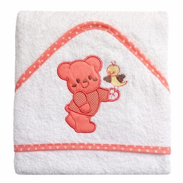 Βρεφική Κάπα Με κουκούλα 75x75 Cosmin Baby White Bear