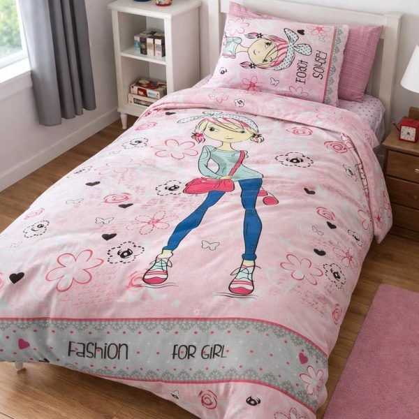 Σετ Σεντόνια Παιδικά 3 Τεμαχίων 160x240 Cosmin Pink Fashion Girl