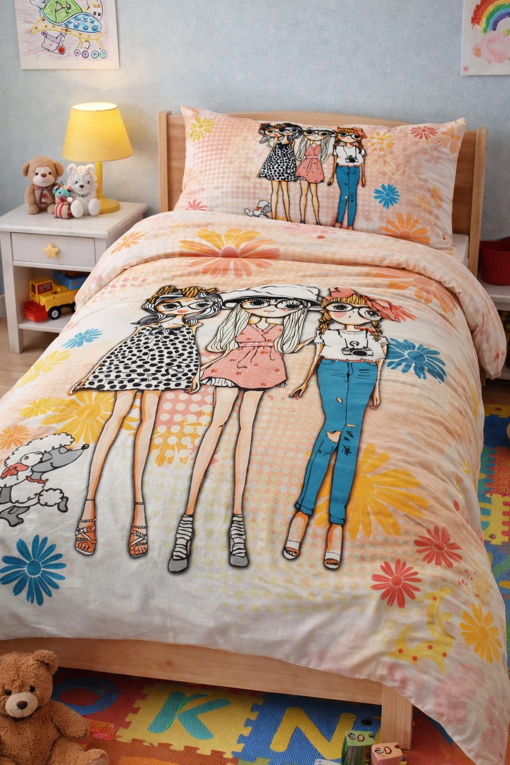 4000744 Σετ Σεντόνια Παιδικά 3 Τεμαχίων 160x240 Cosmin Multicolor Girls - Image 1