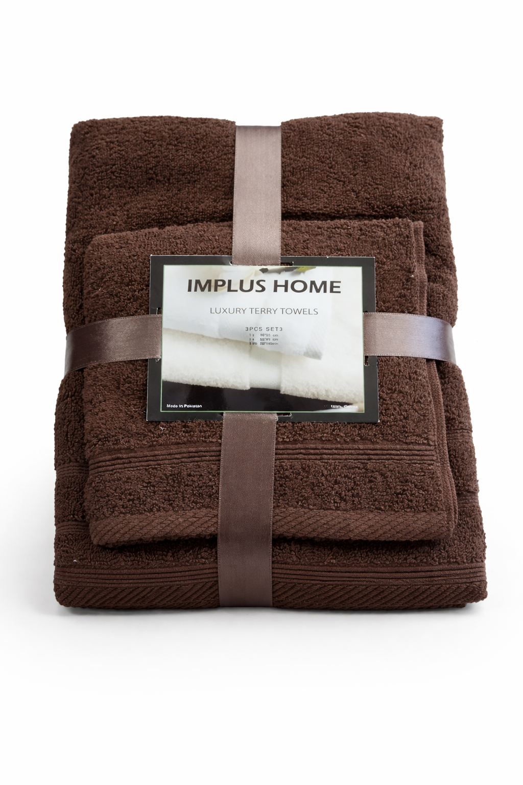 4000766 Σετ Πετσέτες 3 Τεμαχίων Cosmin Implus Home Chocolate - Image 1