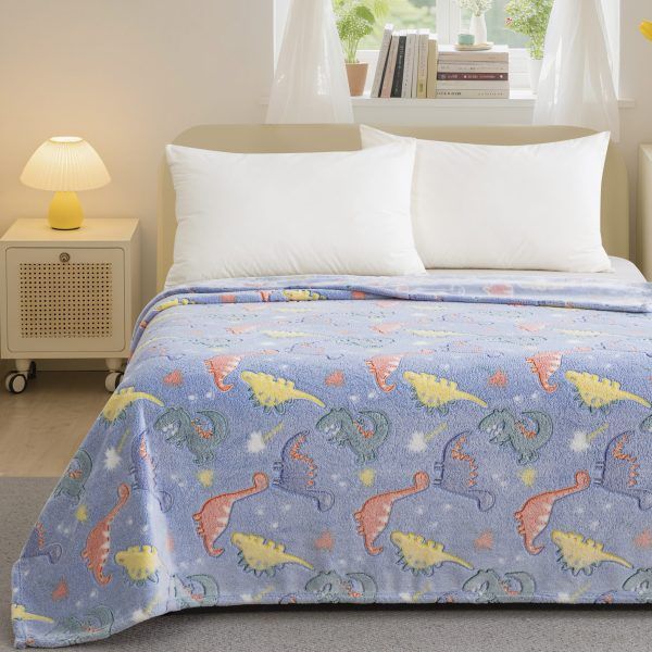 Κουβέρτα Παιδική Φωσφοριζέ Ημίπλη160x220 Cosmin Dinosaurs Multicolor