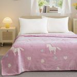 Κουβέρτα Παιδική Φωσφοριζέ Ημίπλη160x220 Cosmin Pink Horses