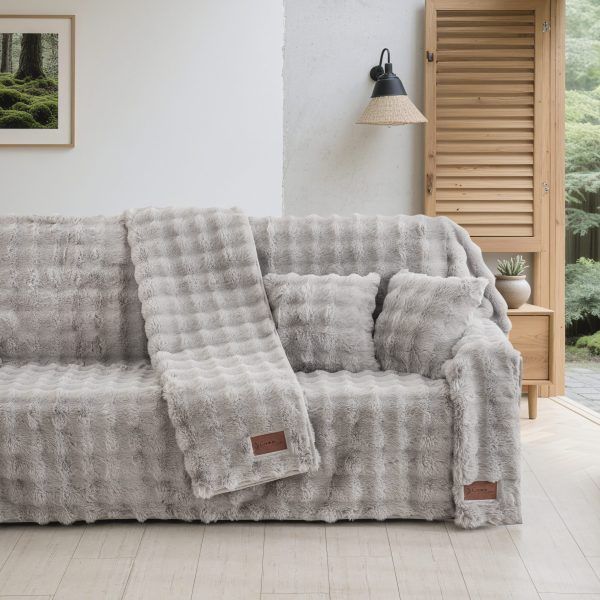 Γούνινο Ριχτάρι Μονοθέσιου (180x160) Cosmin Soft Aura Grey