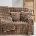 Γούνινη Μαξιλαροθήκη Διακοσμητική  (40x40) Cosmin Soft Aura Taupe