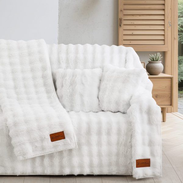 Γούνινη Μαξιλαροθήκη Διακοσμητική  (40x40) Cosmin Soft Aura  White
