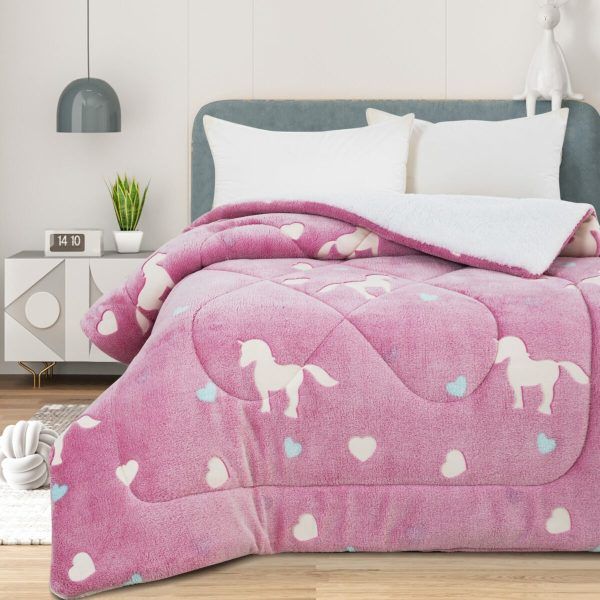 Κουβέρτοπάπλωμα  Φωσφοριζέ 160x220 Cosmin Unicorn Pink