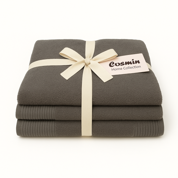 Σετ Πετσέτες 3 Τεμαχίων Cosmin Serenity II Dark Grey