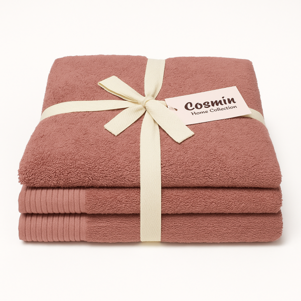 Σετ Πετσέτες 3 Τεμαχίων Cosmin Serenity II Dark Pink