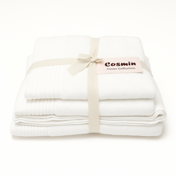 Σετ  Πετσέτες 3 Τεμαχίων Cosmin Serenity II White