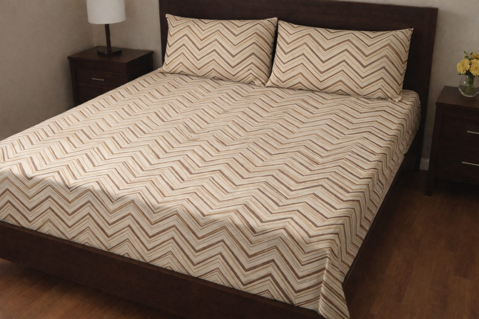 4000861 Σετ Σεντόνια Υπέρδιπλα 240x270 Cosmin Royal Wave Beige - Image 1