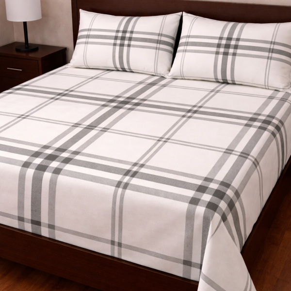 Σετ Σεντόνια Υπέρδιπλα 240x270 Cosmin Eldi Flannel White Καρό