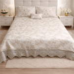 Σετ Νυφικό Κουβερλί Υπέρδιπλα 260x260 Cosmin Bridal White-Beige