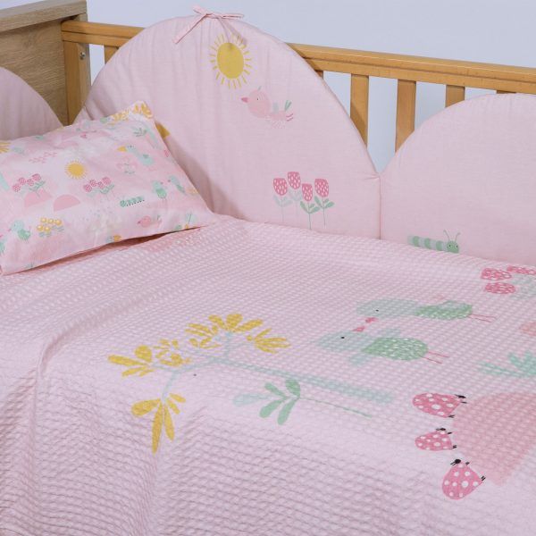 Κουβέρτα Πικέ Κούνιας 110×150 Nef Nef Spring Happiness Pink
