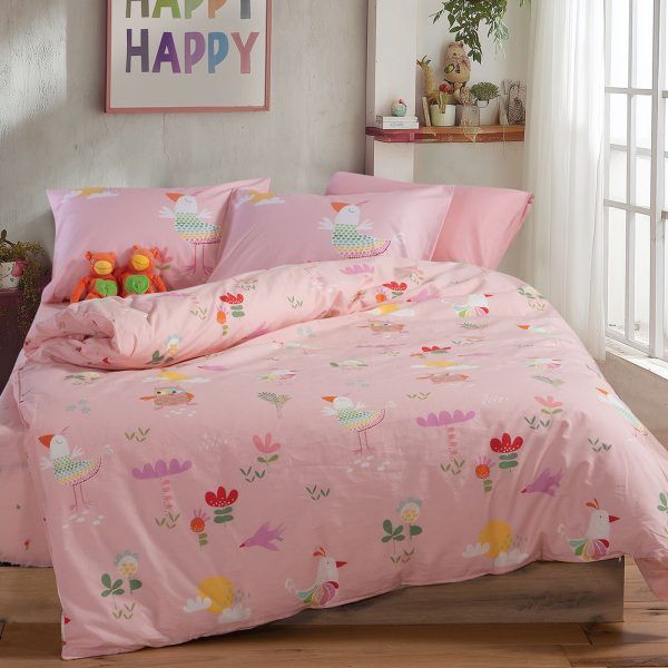 Σετ Σεντόνια Μονά Παιδικά 170×260 Nef Nef Birds Mania Pink