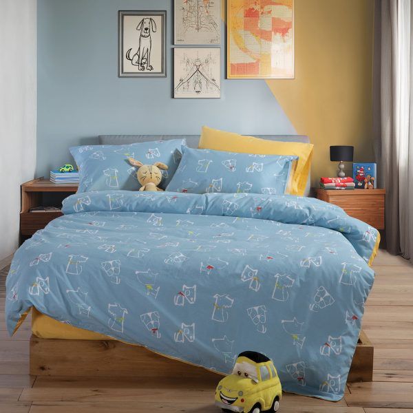 Σετ Σεντόνια Μονά Παιδικά 170×260 Nef Nef Dog Life Blue