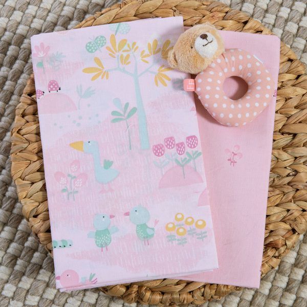 Σετ Σεντόνια Βρεφικά Λίκνου 70×120 Nef Nef Spring Happiness Pink