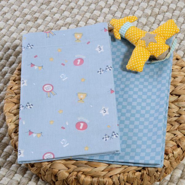 Σετ Σεντόνια Βρεφικά Λίκνου 70×120 Nef Nef Super Boy Blue