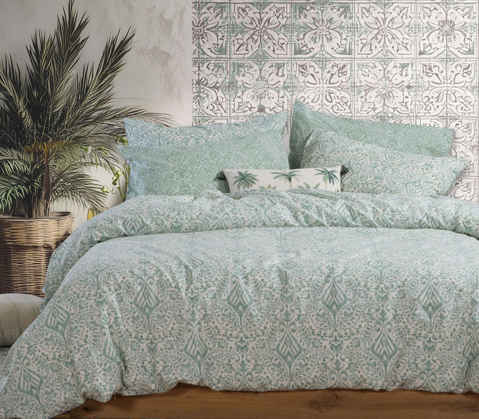 5205495634999 Σετ Σεντόνια King Size Με Λάστιχο 180×200+35 Nef Nef Jetrix Green - Image 1