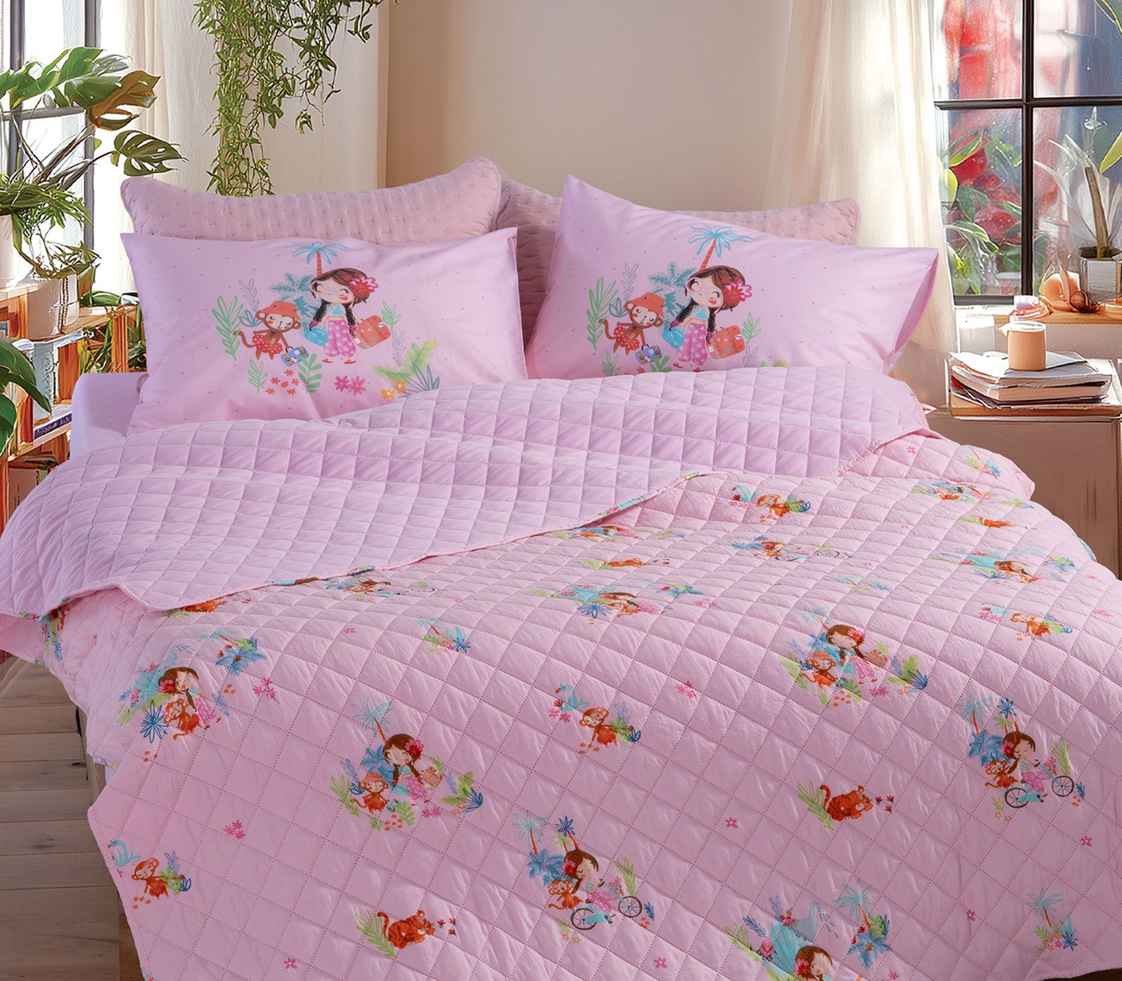 5205495636153 Κουβερλί Μονό 180×240 Nef Nef Welcome To India Pink - Image 1