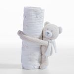 Κουβέρτα Πικέ Αγκαλιάς Και Αρκουδάκι 75×100 Nef Nef Teddy Beige