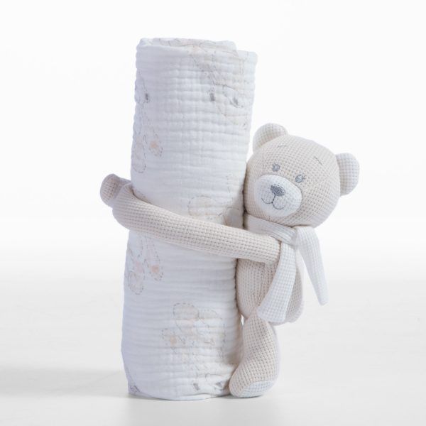 Κουβέρτα Πικέ Αγκαλιάς Και Αρκουδάκι 75×100 Nef Nef Teddy Beige