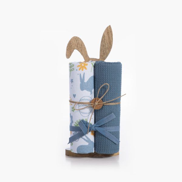 Ξύλινος Λαγός με Ποτηρόπανα 40x70 Nef Nef Hare White-Blue