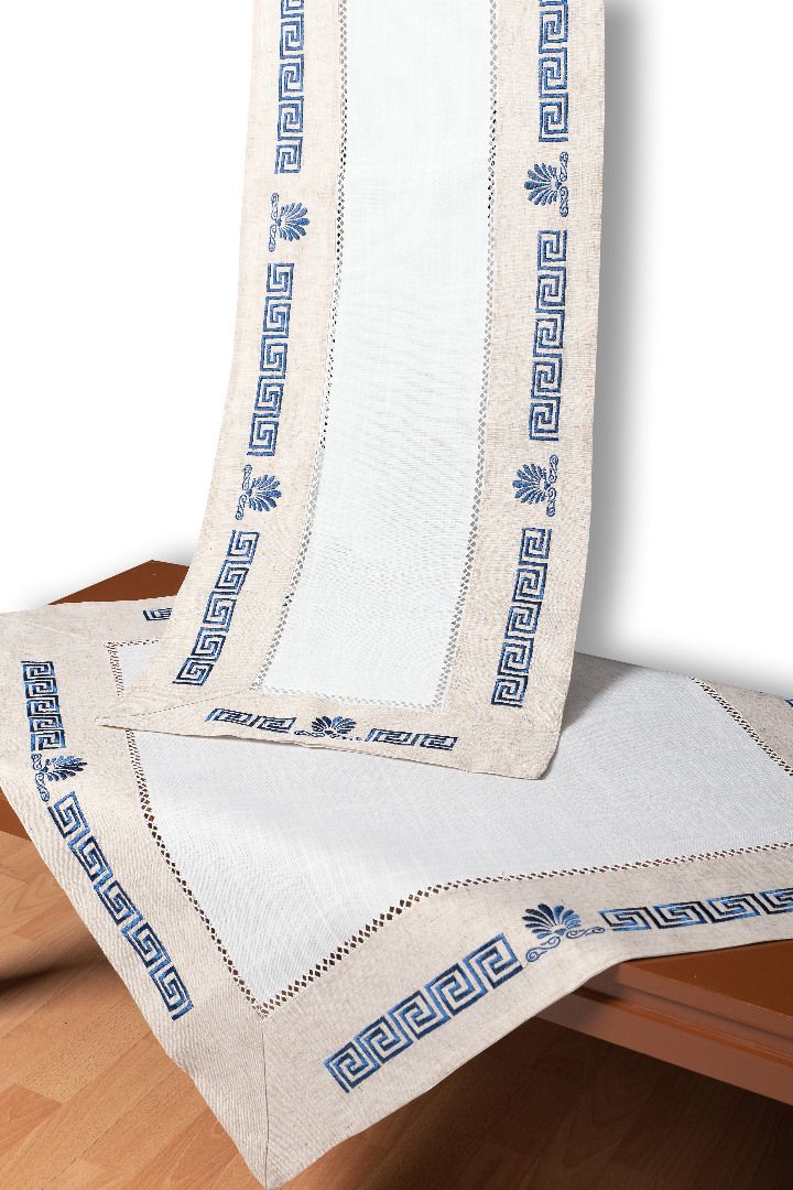 ADP_5614-1 Τραπεζομάντηλο WH19-010 (160cm x 450cm) μπλέ SilkFashion - Image 1