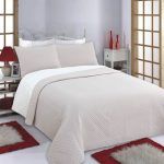 ΚΟΥΒΕΡΛΙ σετ (240cm x 260cm + 2 x 50cm x 70cm) LINES μπέζ/ivory SilkFashion