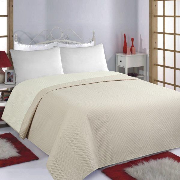 ΚΟΥΒΕΡΛΙ σετ (220cm x 240cm) BONES beige/ivory SilkFashion