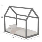 ΚΡΕΒΑΤΙ ΠΑΙΔΙΚΟ PEPE HM678.05 τ.MONTESSORI ΞΥΛΟ ΠΕΥΚΟ ΓΚΡΙ- 140x70εκ - Image 3