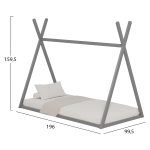 ΚΡΕΒΑΤΙ ΠΑΙΔΙΚΟ MUNK HM681.05 τ.MONTESSORI ΜΑΣΙΦ ΞΥΛΟ ΠΕΥΚΟΥ ΓΚΡΙ- 190x90εκ - Image 3