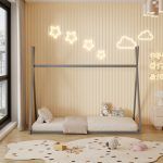 ΚΡΕΒΑΤΙ ΠΑΙΔΙΚΟ MUNK HM681.05 τ.MONTESSORI ΜΑΣΙΦ ΞΥΛΟ ΠΕΥΚΟΥ ΓΚΡΙ- 190x90εκ - Image 5