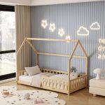 ΚΡΕΒΑΤΙ ΠΑΙΔΙΚΟ ΜΕ ΚΑΓΚΕΛΑ PHYLLIS HM679.01 τ.MONTESSORI ΞΥΛΟ ΠΕΥΚΟ ΦΥΣΙΚΟ-190x90εκ. - Image 2