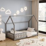 ΚΡΕΒΑΤΙ ΠΑΙΔΙΚΟ ΜΕ ΚΑΓΚΕΛΑ PHYLLIS HM679.05 τ.MONTESSORI ΞΥΛΟ ΠΕΥΚΟ ΓΚΡΙ-190x90εκ. - Image 5
